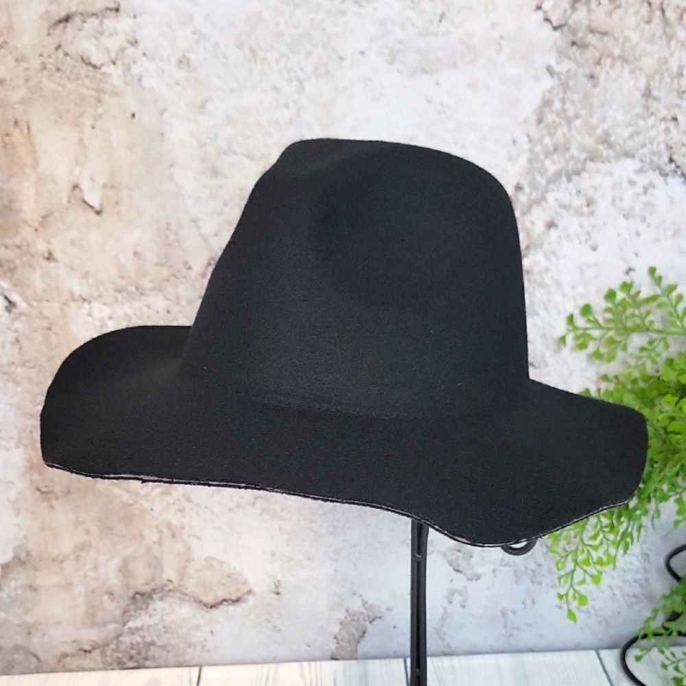 Mia Joy Stylish Black Wide-Brim Hat